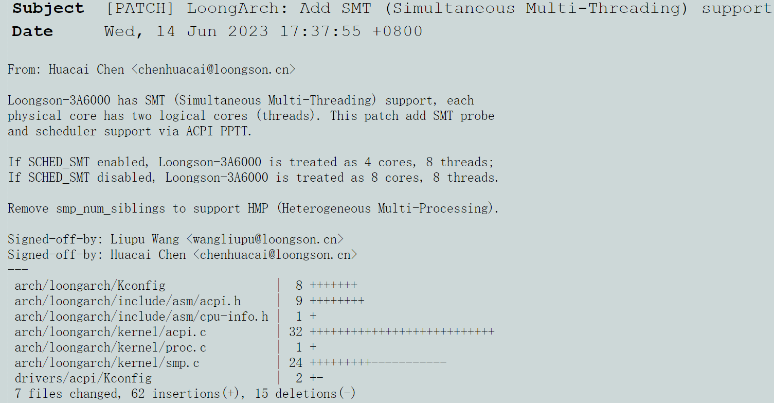 龙芯 LoongArch 为 Linux 内核添加 3A6000 超线程 (SMT) 支持