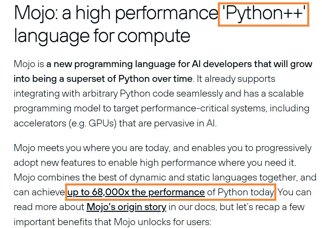 Mojo🔥编程语言开放下载，声称比 Python 快 68000 倍
