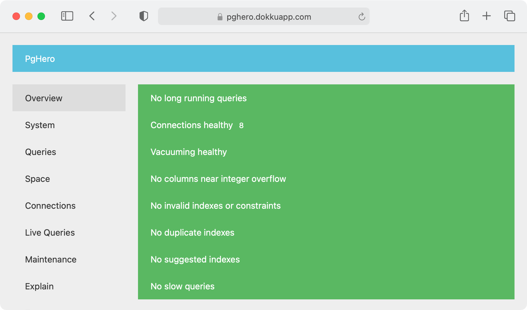 PgHero —— PostgreSQL 性能仪表板
