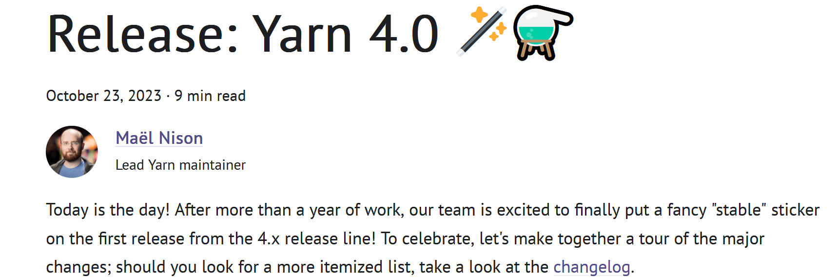 Yarn 4.0 正式发布，现代化的软件包管理器