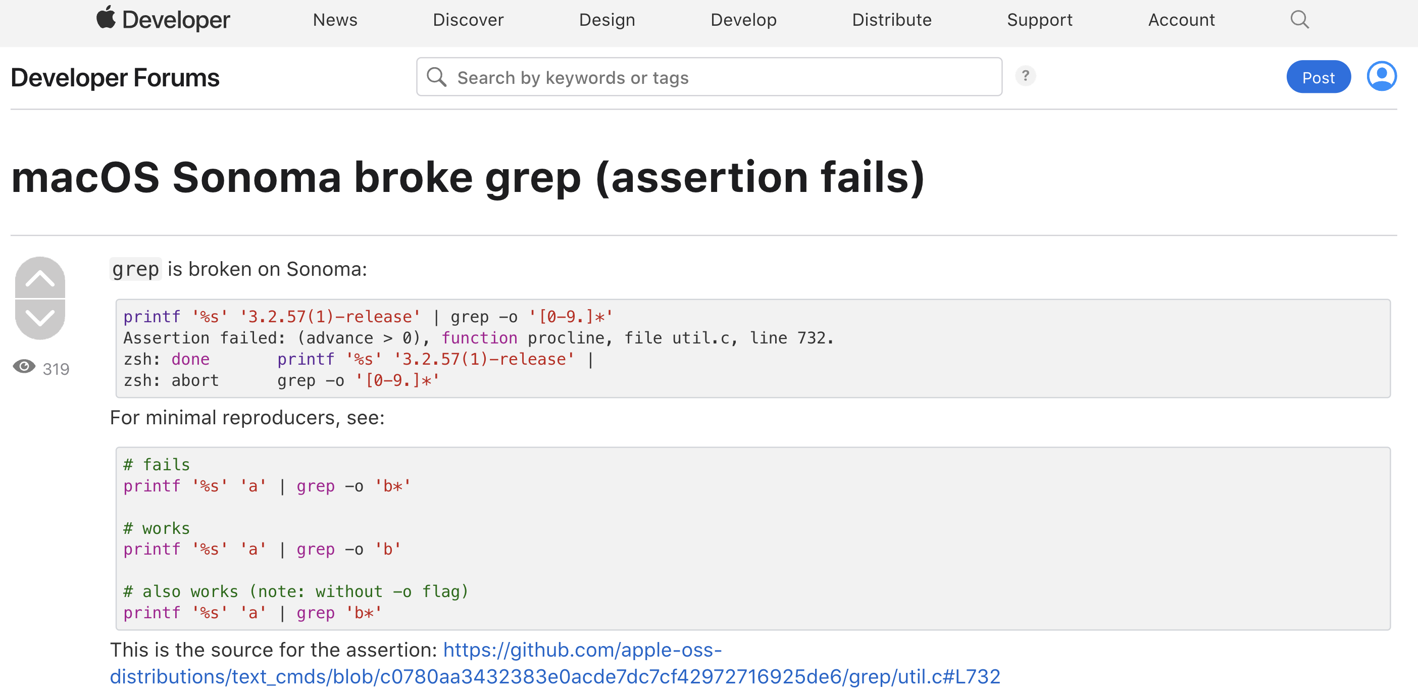 macOS Sonoma 中的 grep 命令被损坏