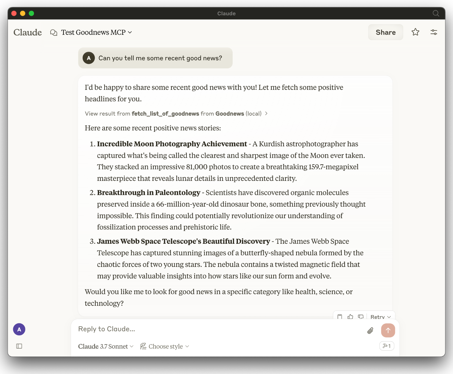 新闻获取 MCP 服务器 MCP Goodnews