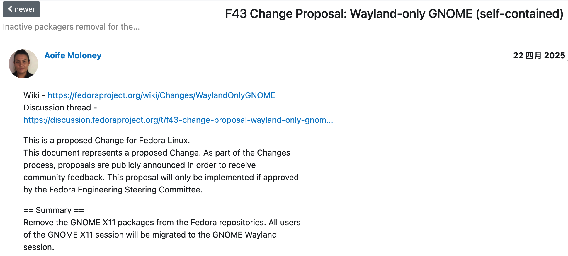 Fedora 43 计划移除所有 GNOME X11 相关软件包