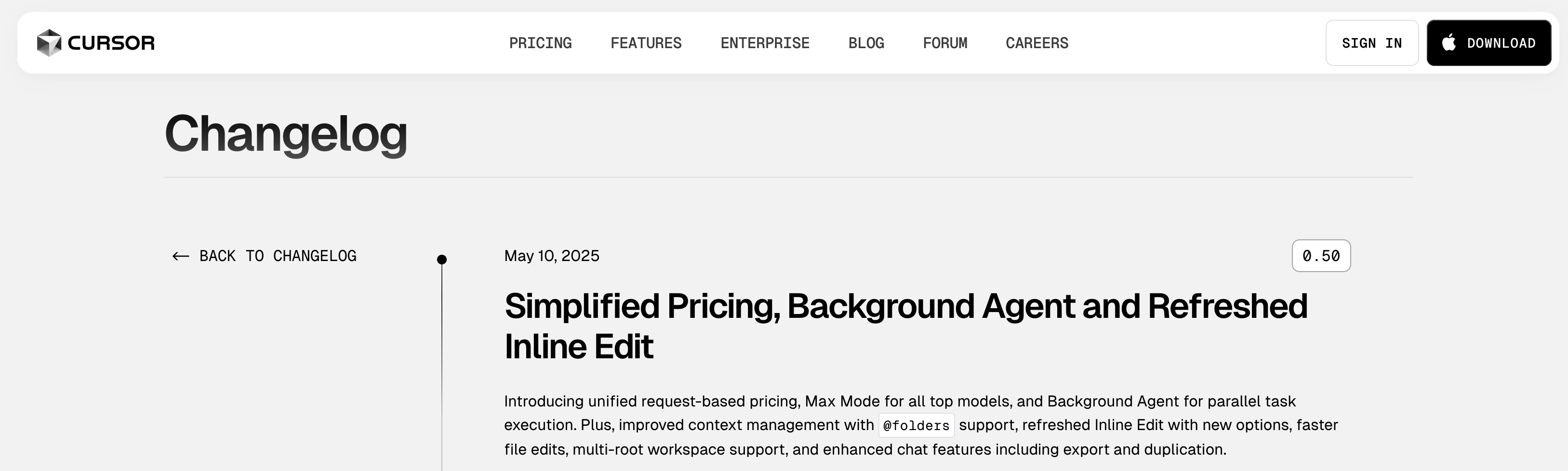 Cursor 0.50 发布，简化定价与增强 AI 编程体验