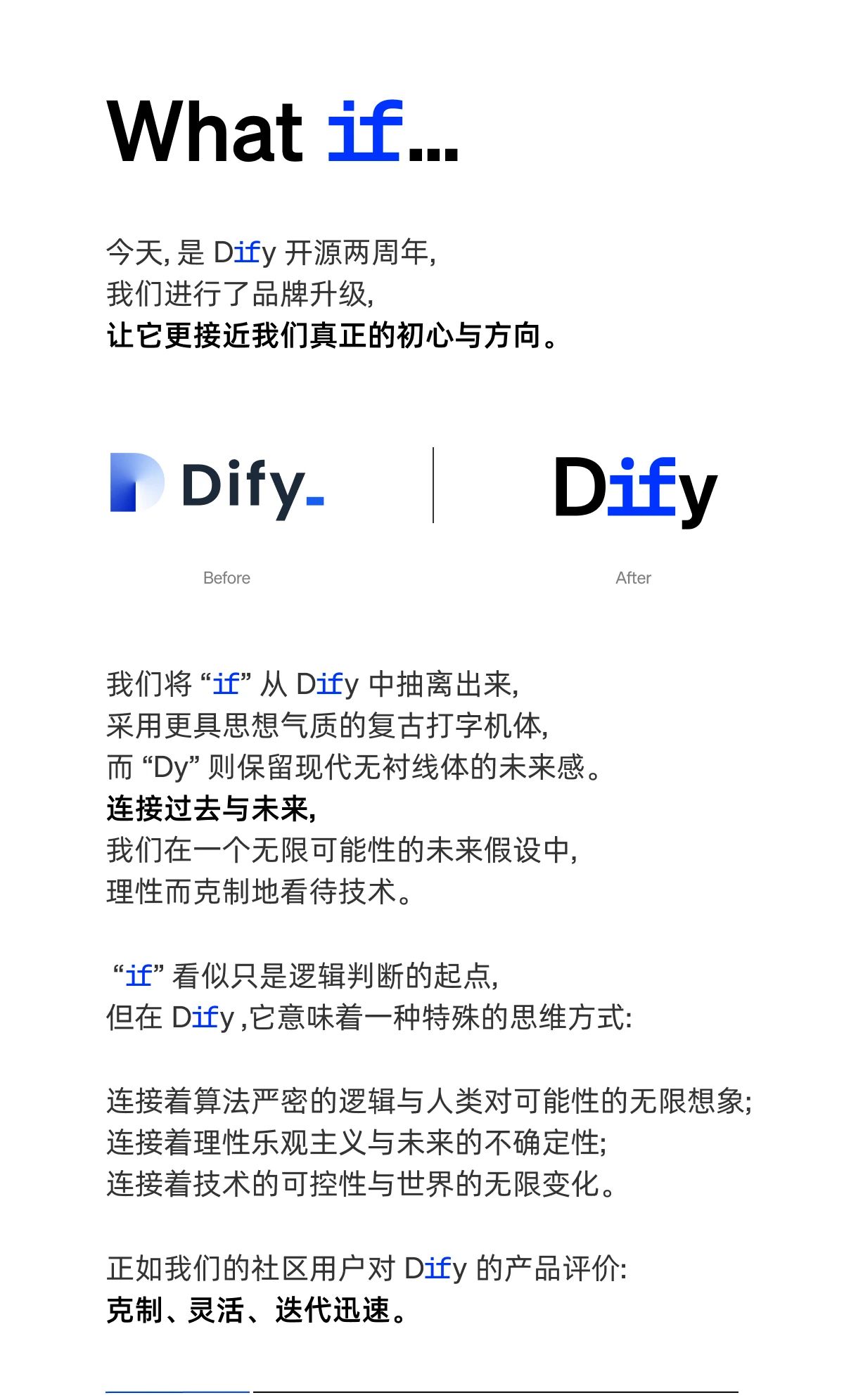 Dify.AI 开源两周年更新品牌形象，坚持“让每一个想法变成 AI Agent”的使命