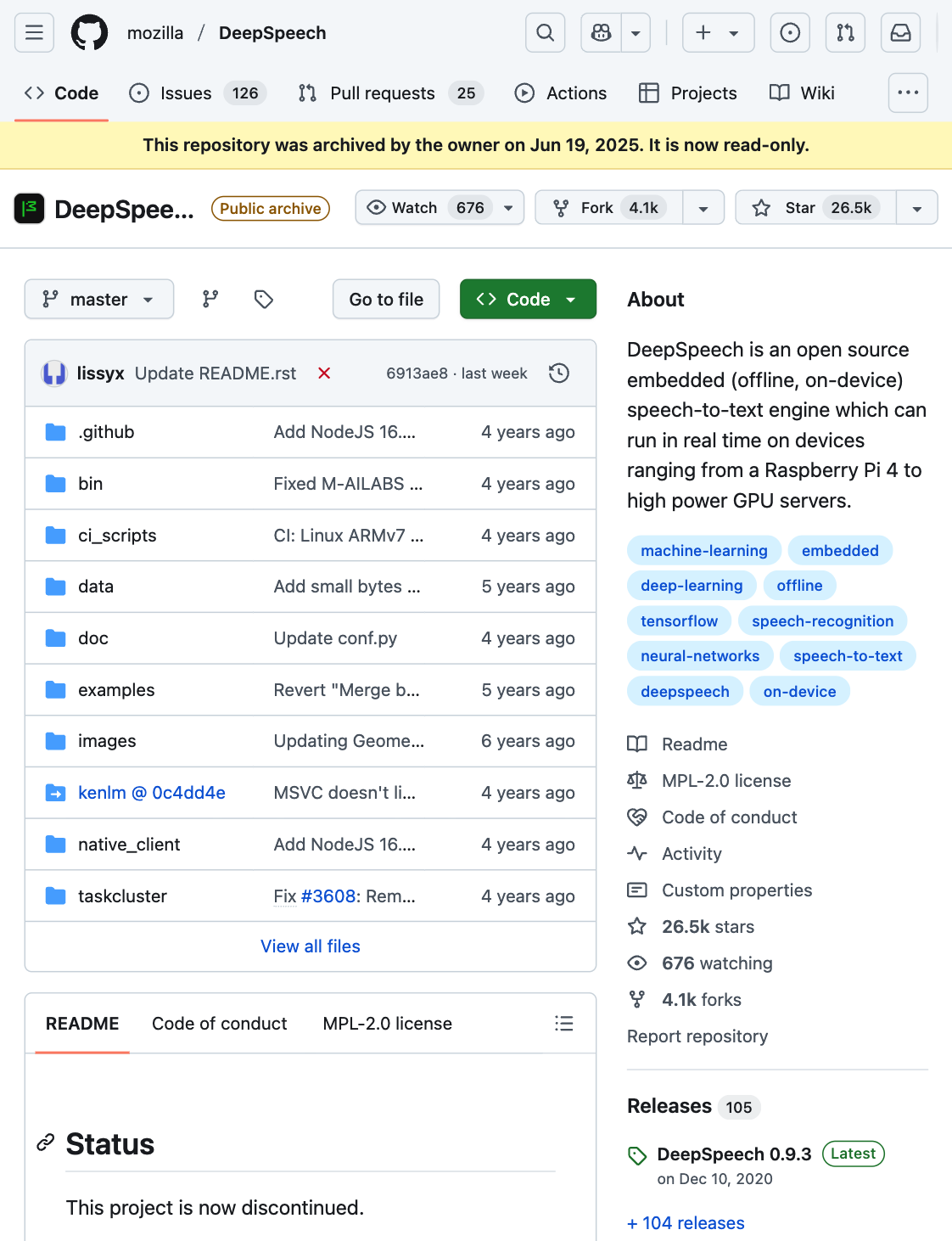 Mozilla 终止维护开源语音转文本引擎项目「DeepSpeech」