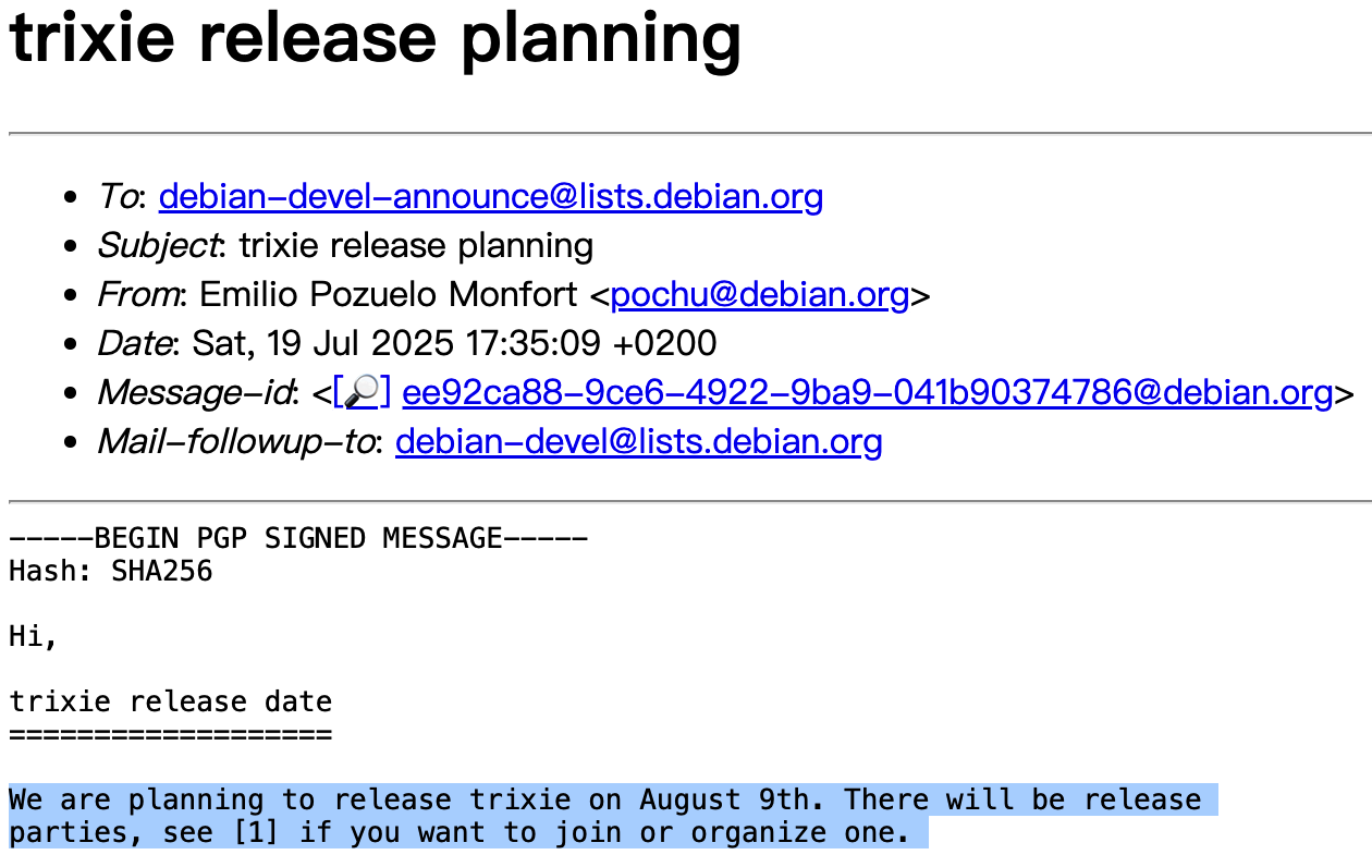Debian 13.0 将于 8 月 9 日发布