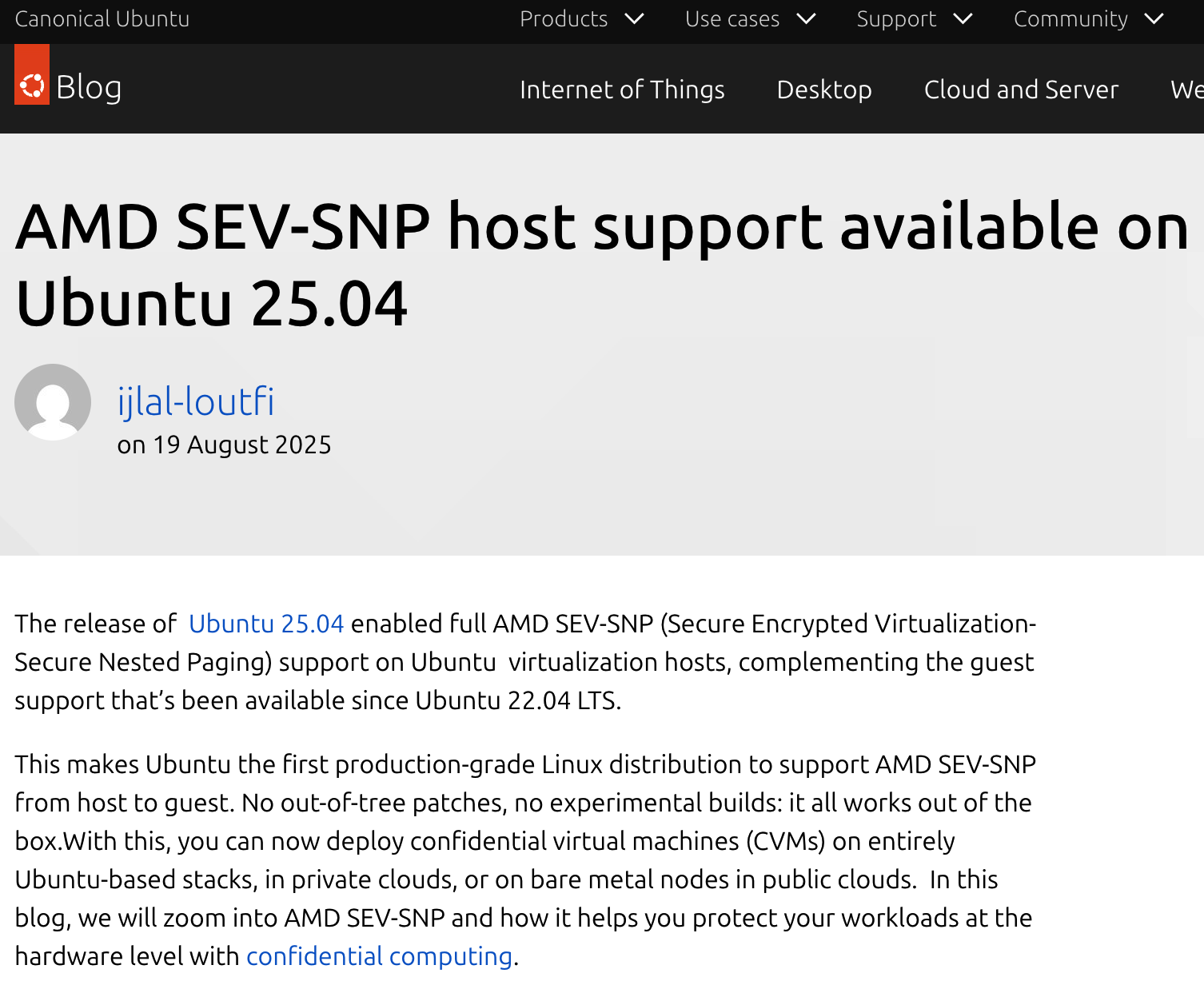 Ubuntu 25.04 成首个开箱即用支持 AMD SEV-SNP 的发行版