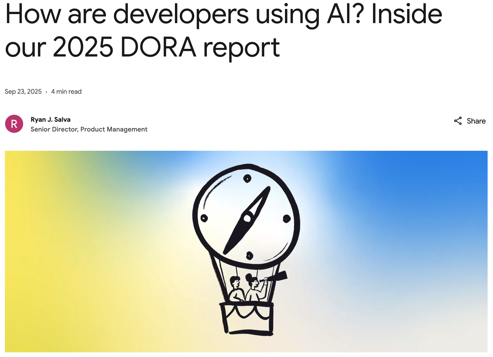 谷歌发布最新 DORA 报告，揭示开发者如何使用 AI