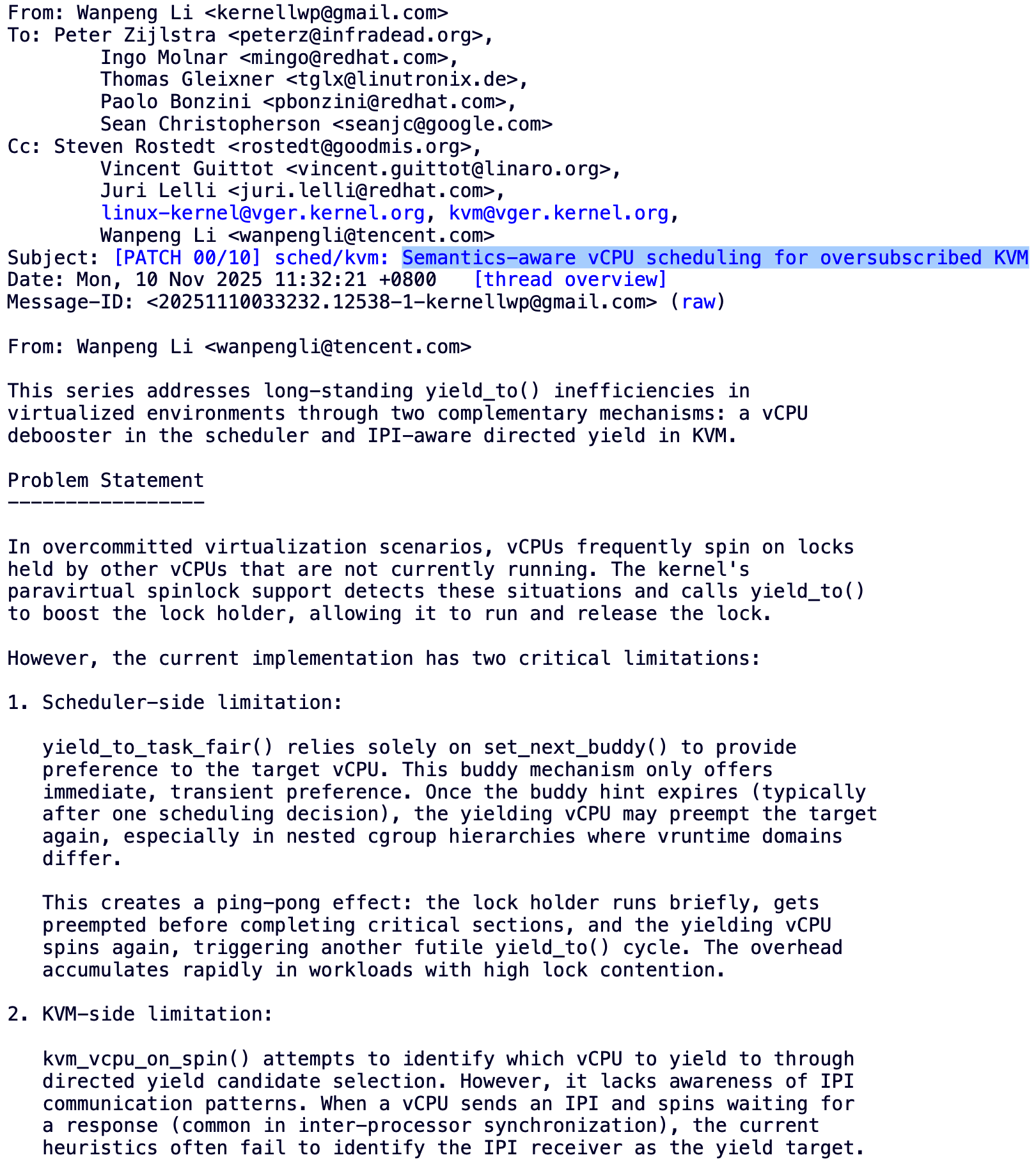 腾讯工程师提出“语义感知 vCPU 调度”方案，大幅提升 KVM 超额订阅虚拟机性能