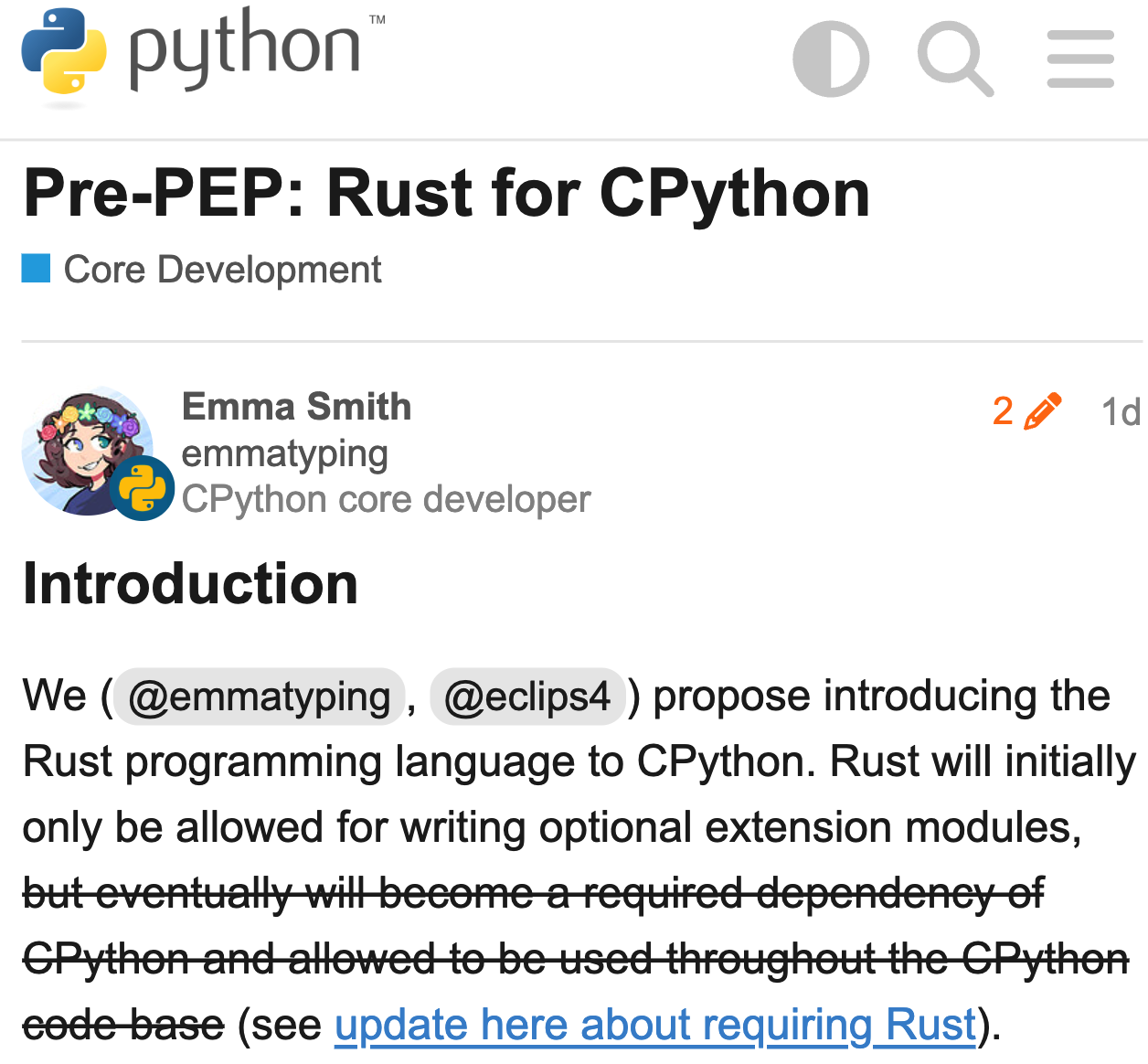 Python 开发者考虑在 CPython 中引入 Rust 编程语言