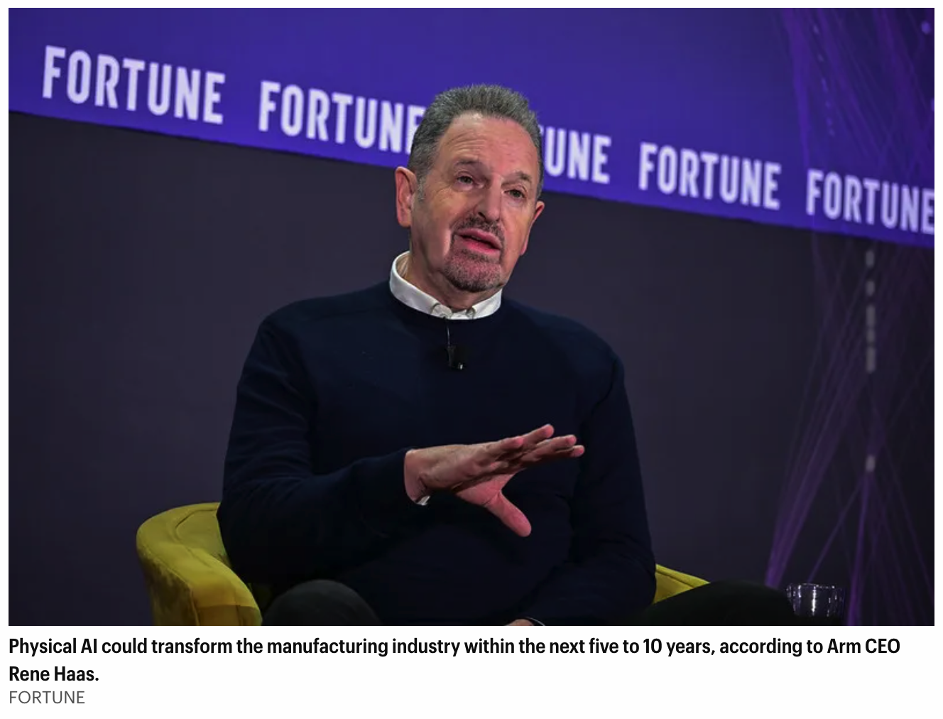 Arm CEO：物理 AI 机器人五年内将取代大量工厂岗位